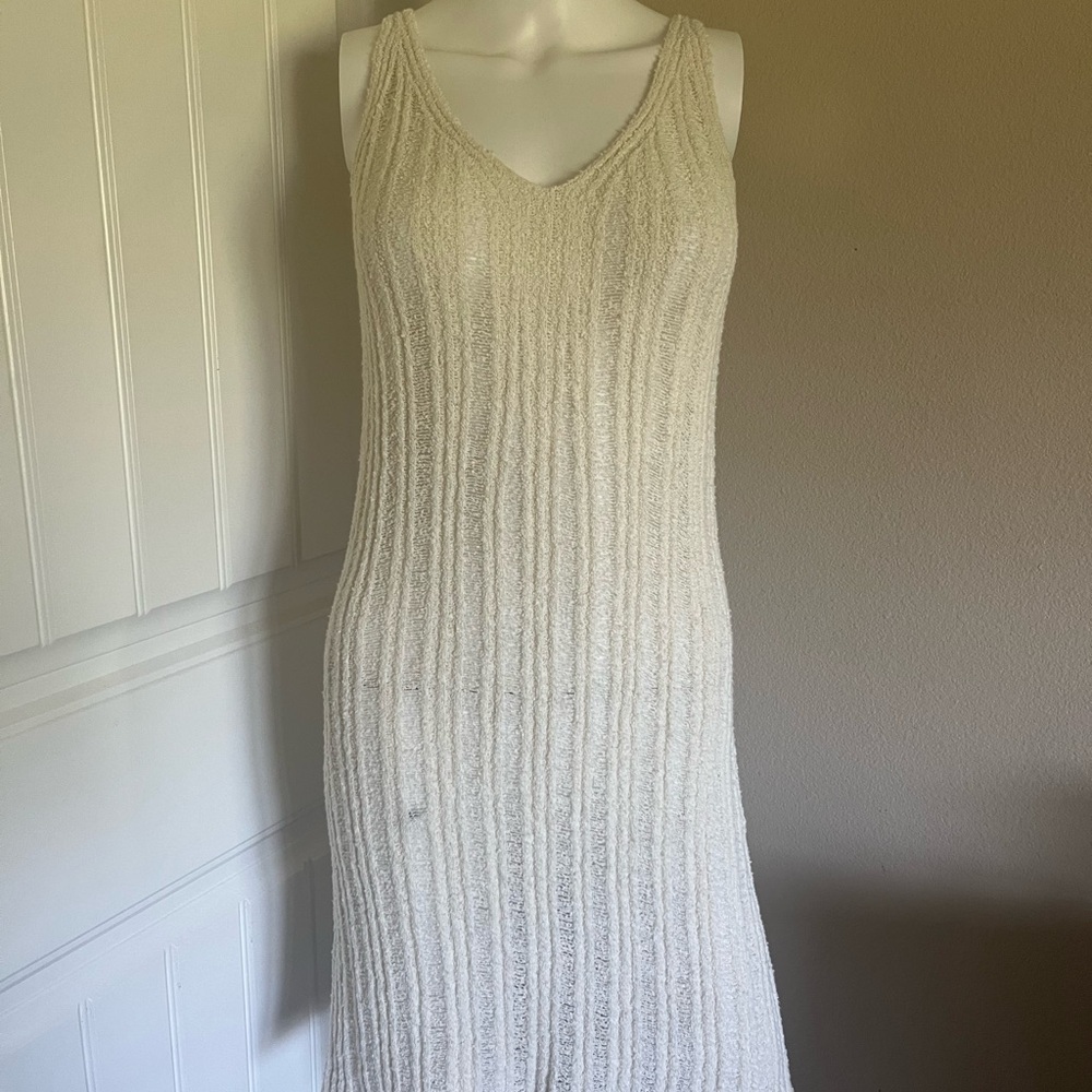 Cream Knit Midi Dress